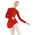 thumbnail image 2 of inhzoy Women's Floral Lace Lyrical Dance Dress Mock Neck Ballet Dance Leotard Dresses Red X-Small, 2 of 9