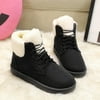 Black Fashion Women Winter Boots Suede Ankle Snow Boots Female Warm Fur Plush Insole Rubber Sole Comfortable Lace-Up Boots