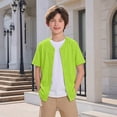 thumbnail image 4 of UACY Boys Baseball Jersey Button Down Blank Solid Color Short Sleeve Shirts Hipster Hip Hop Active Team Sports Uniforms (Green, 5-6 Years), 4 of 9