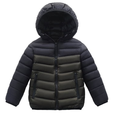 Winter Savings! SROBPTY Children's Winter Solid Color Casual Sports Warm and Thick Down Jackets Top for Kids, Toddler Winter Jackets Army Green, 16-17Years