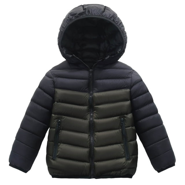 Kids Lightweight Down Jacket Winter Warm Hooded Coat with Color Block Design for Outdoor Activities kids winter coat