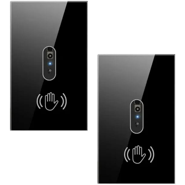 Interruptor con sensor IR InfraSwitchBlack 2Pzas 1Vía Sensor Infrarojo 3-10cm Detección 100-240V AC 50-60Hz 800W 10A Neg
