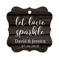 thumbnail image 1 of Darling Souvenir Personalized Fancy Frame Paper Tags Wedding Sparklers Let Love Sparkle Custom Hang Tags-Dark Wood-100 Tags, 1 of 1
