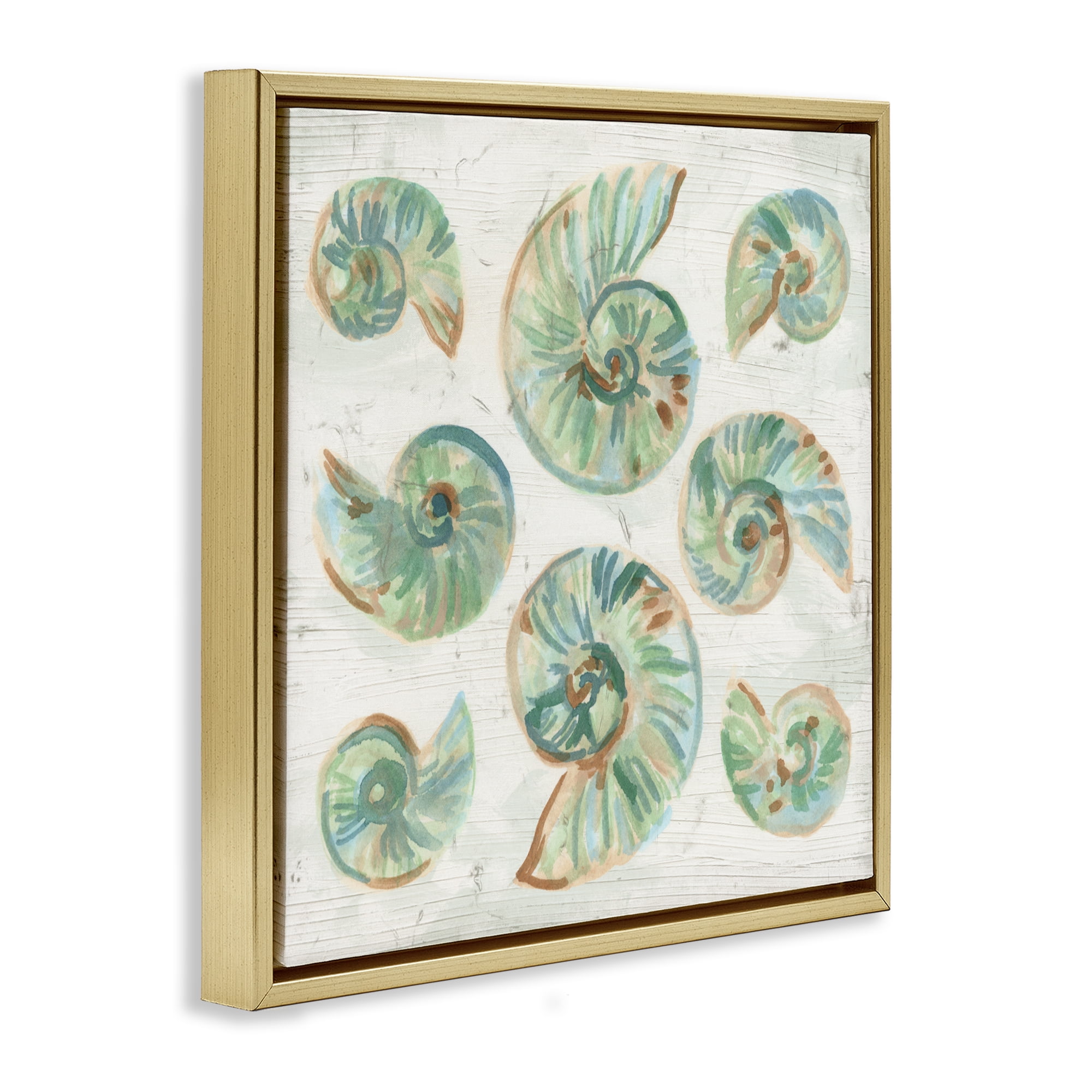 Stupell Industries Organic Saltwashed Shells Gold Framed Floater Canvas Wall Art, design by June Erica Vess