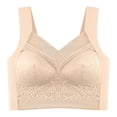 thumbnail image 4 of Gyexs Women's Lace Back Bra Thin Gathered Traceless Underwear Seamless Comfort Drop Style Bralettes for Women, Beige, Size XL, 4 of 4