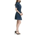 thumbnail image 4 of INSPIRE CHIC Women's Wear to Work Belted Button Down Cotton Ruffled Safari Shirt Dress XS Dark Blue, 4 of 6