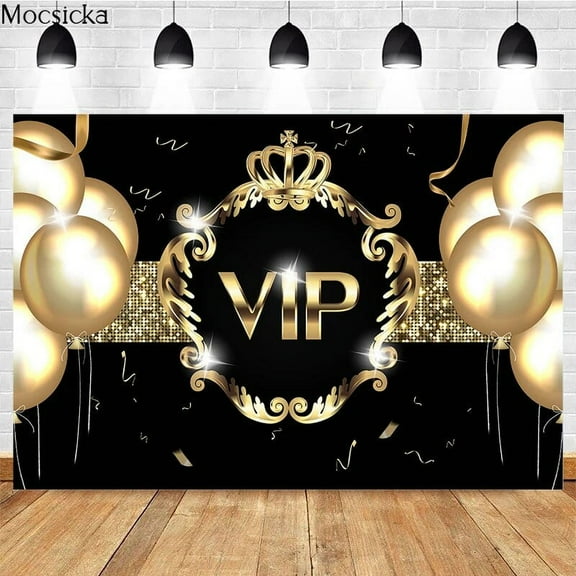 Adult Happy Birthday Photography Background Vip Crown Balloon Decoration Props Birthday Party Photo Backdrop Custom Banner