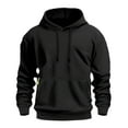 thumbnail image 3 of WTOBBY Men's Transitional Weight Pullover Hoodie Spring Fall Layering Essential Color Block Design Thumb Hole Cuffs,Black L, 3 of 4