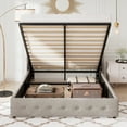 thumbnail image 3 of Allewie Full Size Lift Up Platform Storage Bed Frame with Button Tufted Wingback Headboard, Light Beige, 3 of 10