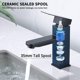 thumbnail image 3 of Grifo de lavabo de acero inoxidable, grifo de lavabo de un solo orificio, negro mate, 3 of 5