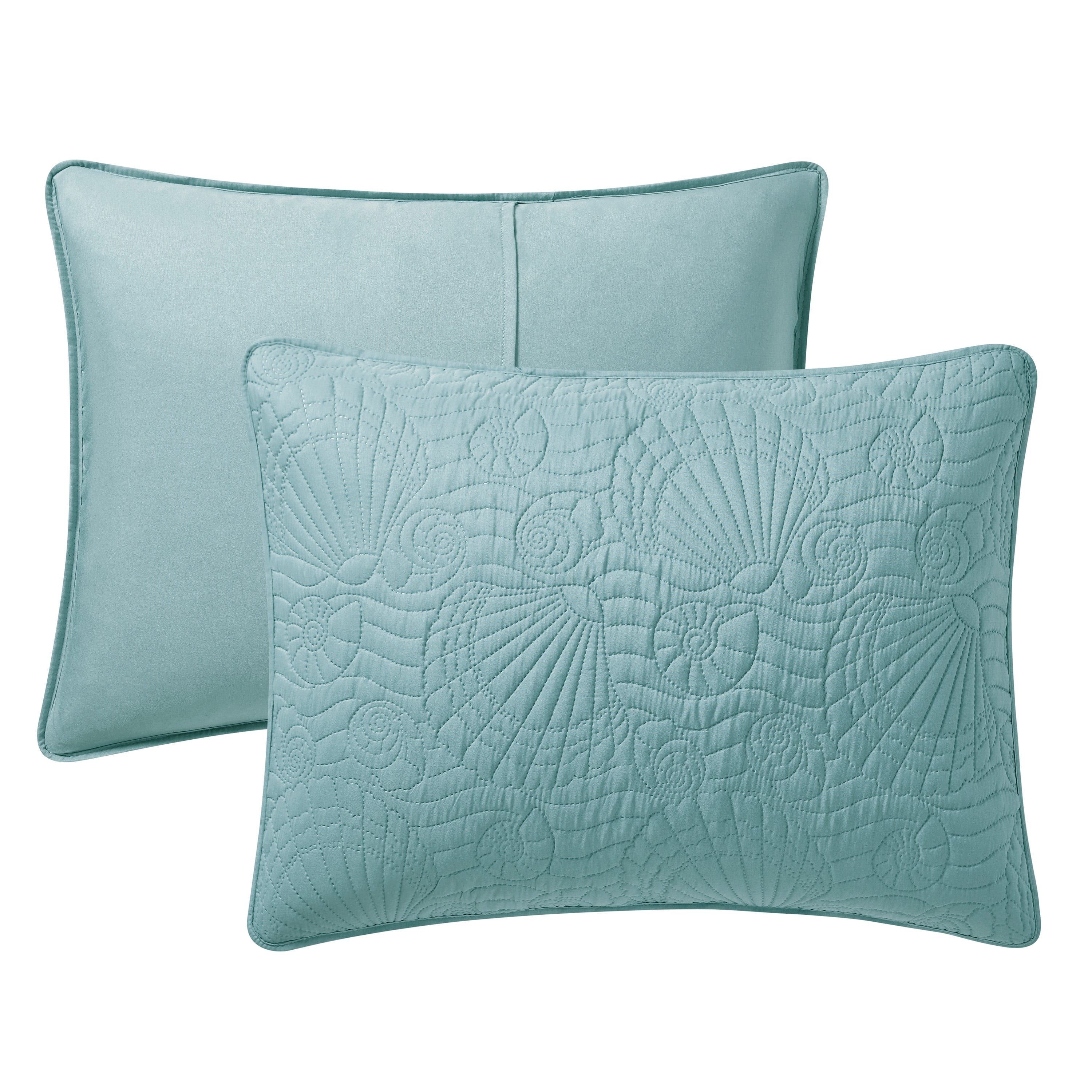 VCNY Home Ocean Coastal 3-Piece Seafoam Green Textured Seashell Quilt Set, Full/Queen, Adult, Unisex