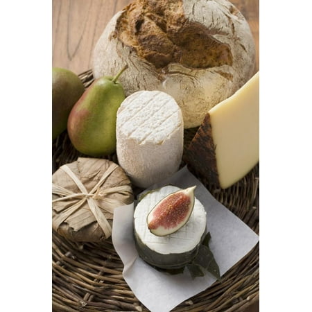 Cheese Still Life with Bread, Pears and Fig Print Wall Art By (Best Cheese With Pears)