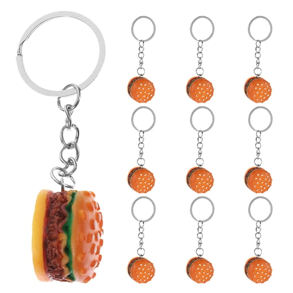 GOOHOCHY 10 llaveros de hamburguesa con colgante de hamburguesa, llavero de simulación de comida.