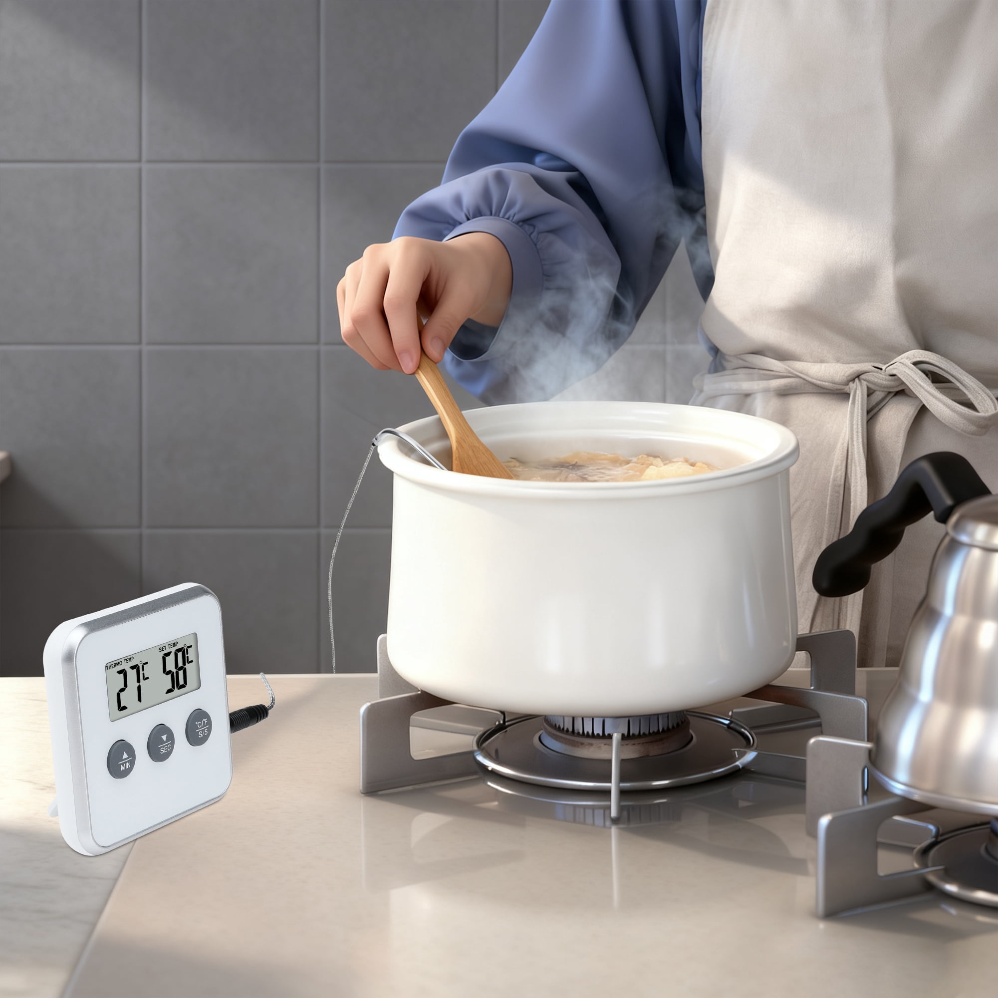 Unique Bargains Digital Meat Instant Read Cooking Thermometer White