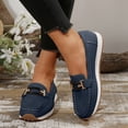 thumbnail image 2 of Rokment Women's Loafers Comfortable Platform Memory Foam Slip on Work Flat Shoes for Women Leather Casual Dressy Walking Sneakers Blue Size 6.5, 2 of 5