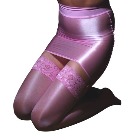 

PERZOE 1 Pair Women Club Stockings High Elasticity Lace Solid Color Glossy Non-slip Slimming Thigh Length Over The Knee Lady Stockings Clubwear Clothes