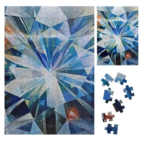 Palnkart Diamonds Hologram Crystal Cubism Wood Puzzle Vertical Impossible Wooden Puzzles - Gift for Family Friends 300PCS