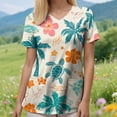 thumbnail image 6 of COMVALUE Scrub Tops Women Short Sleeve Plus Size V Neck Fun Printed Scrubs Top Medical Nursing Uniforms with Pockets (Beige, XL), 6 of 9