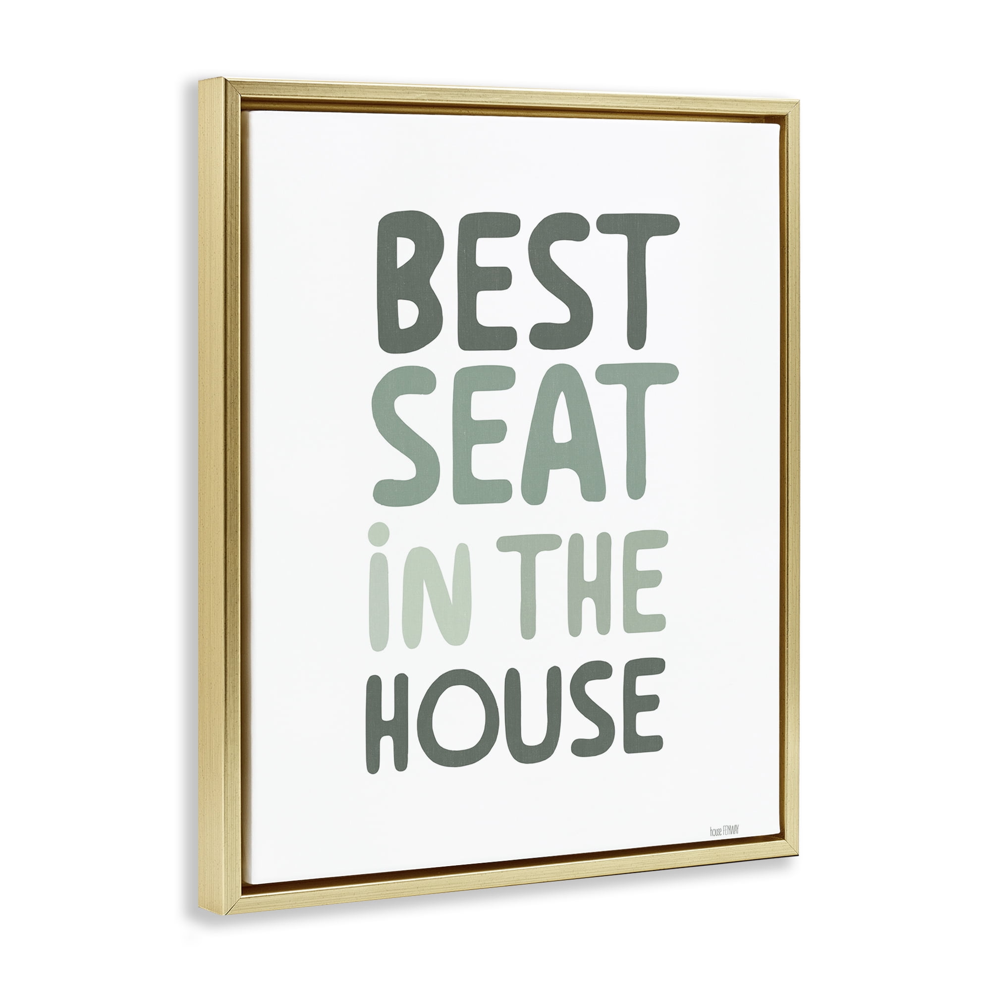 Stupell Industries Green Best Seat in House Gold Framed Floater Canvas Wall Art, design by House Fenway