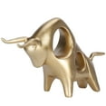 thumbnail image 2 of Estatua de toro de resina dorada con diseño hueco majestuoso, adorno artesanal de buey para decoración del hogar, 2 of 8