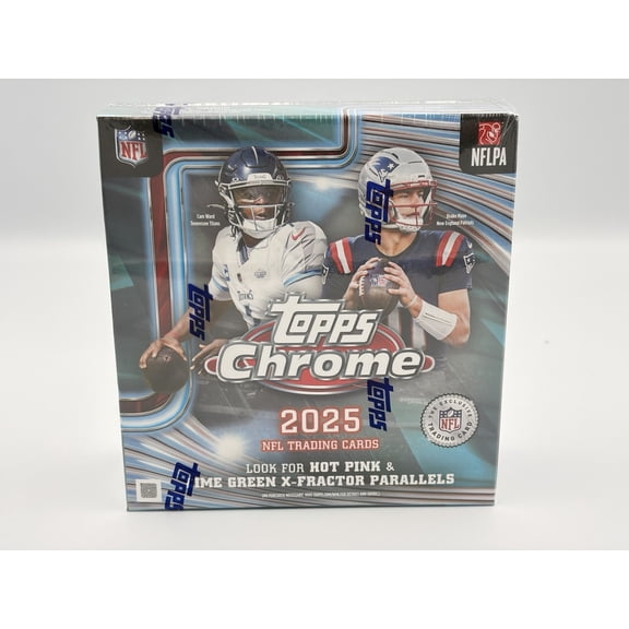 Collectible 2025 Topps Chrome Football Mega Box Sealed NFL Trading Cards English 42 Cards