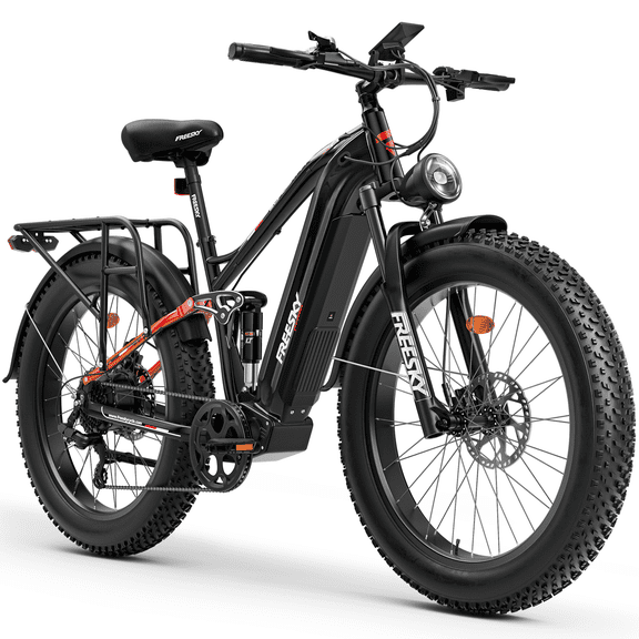FREESKY 2000W Electric Bike for Adults, 48V 25Ah Removable Battery 37MPH 95Miles, 26" Fat Tire Full Suspension All-Terrain Mountain Bike, UL2849