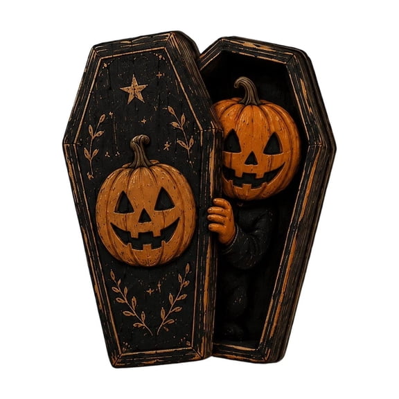 Spooky Halloween Decor Halloween Coffin 4 Inch Spooky Halloween Decorations for Home Gothic Halloween Decor for Halloween Party Seasonal Indoor Table Display, 1 Pack