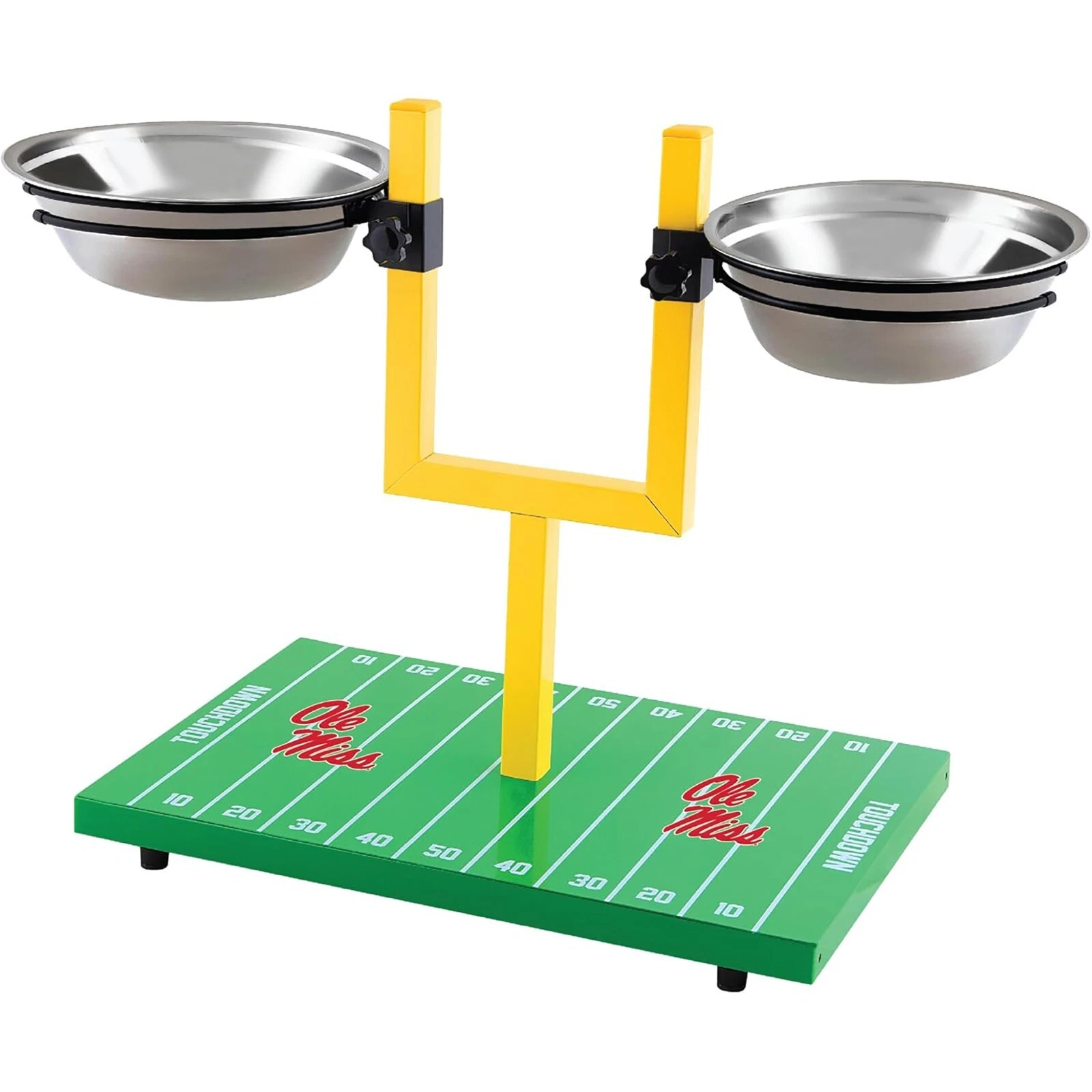 Pets First NCAA Football Goalpost Elevated Dog Feeder Stainless Steel Bowl