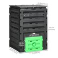 thumbnail image 3 of Outsunny 120 Gallon Compost Bin, Large Composter with 80 Vents, Black, 3 of 9