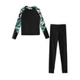 thumbnail image 3 of zdhoor Girls Rash Guard Set Sun Protection Swimsuit Swim Top with Swim Legging Set UPF 50+ Swimwear Black 14, 3 of 7