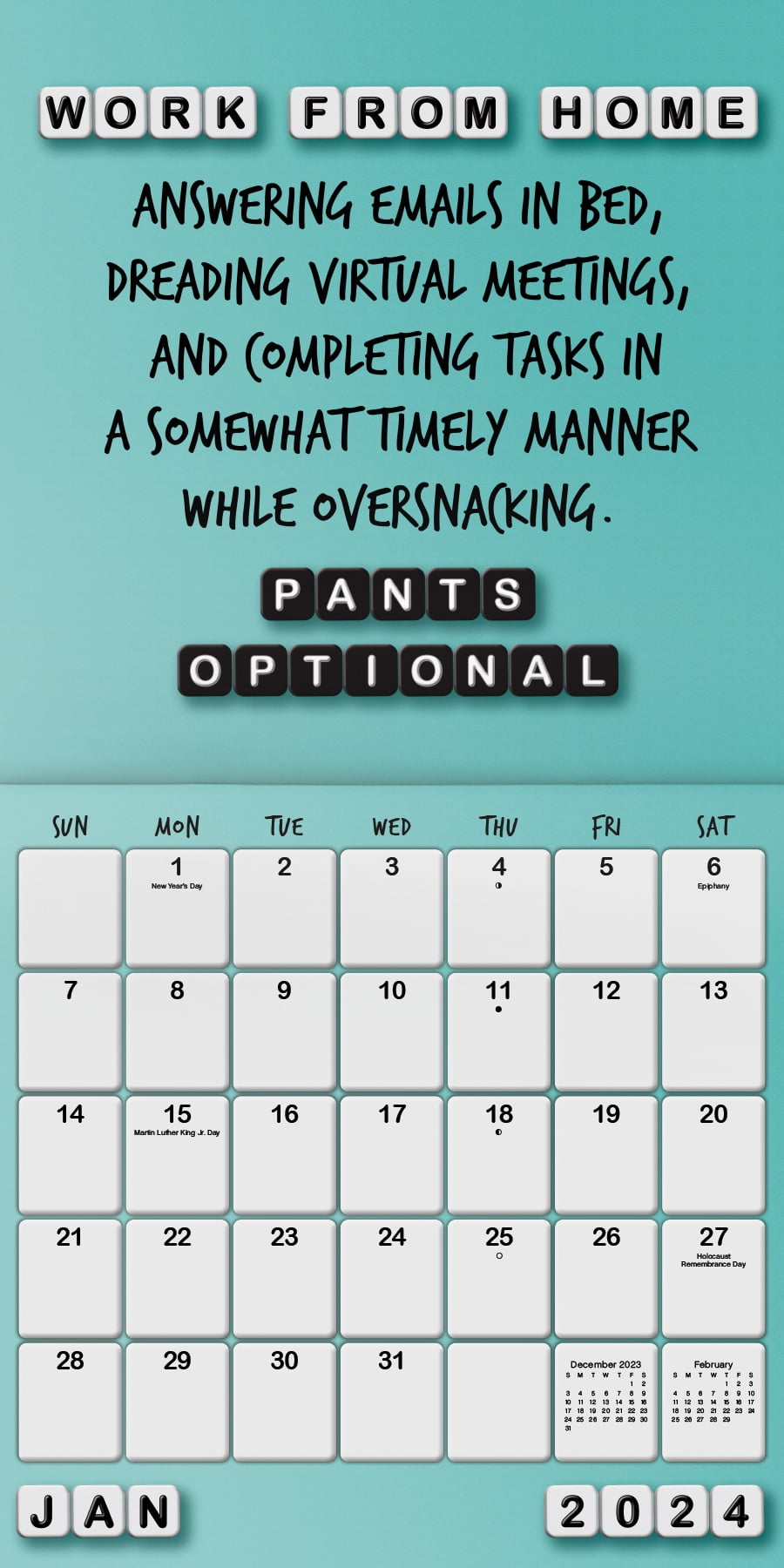 Trends International 2024 Everyday Sass Wall Calendar & Push Pins