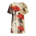 thumbnail image 4 of Mujer suelta casual manga corta cuello redondo estampado casual blusa camiseta túnica tops Fridja  ghk4498, 4 of 6