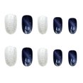 thumbnail image 2 of Piezas de uñas falsas HUOGUO, acrílicas, moradas y plateadas, usables, 2 of 4
