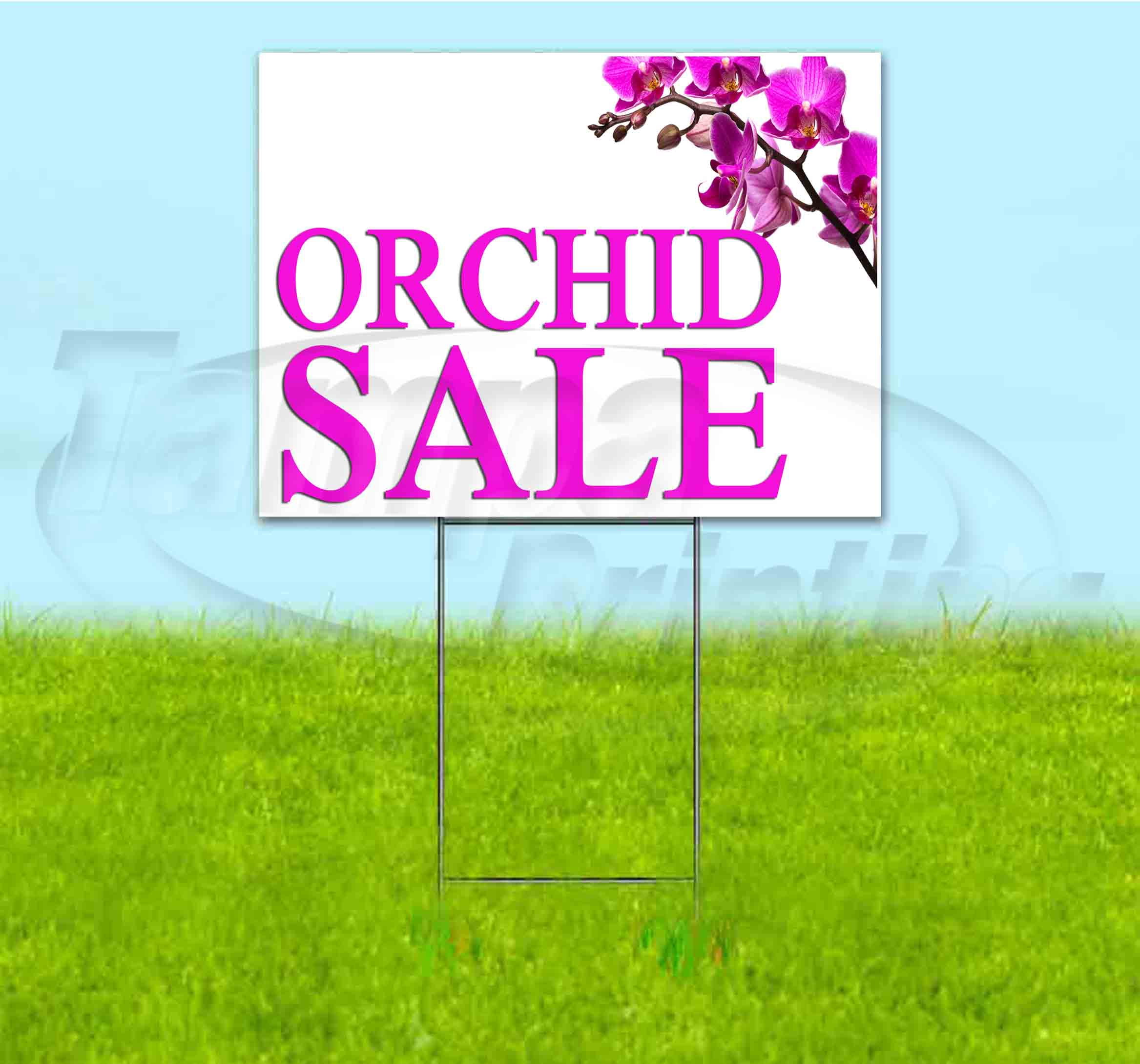 Orchid Sale (18" x 24") Yard Sign, Includes Metal Step Stake