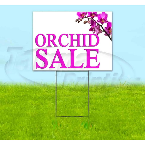 Orchid Sale (18" x 24") Yard Sign, Includes Metal Step Stake