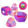 thumbnail image 1 of Playz Tienda de campaña para niños de 5 piezas, piscina de bolas con aro de baloncesto y túnel de juego para niños pequeños, bebés, niños, niñas y niños, paquete de casa de juegos emergente para inter, 1 of 9