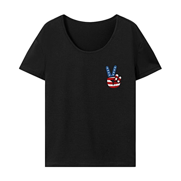 Camiseta para mujer Ropa de verano Camisa con cuello redondo para ir de compras Caminar Uso diario Negro