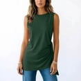 thumbnail image 6 of DailyTrove Women Round Neck Side Ruched Split Hem Loose Fit Sleeveless Daily Tank Shirt, 6 of 6