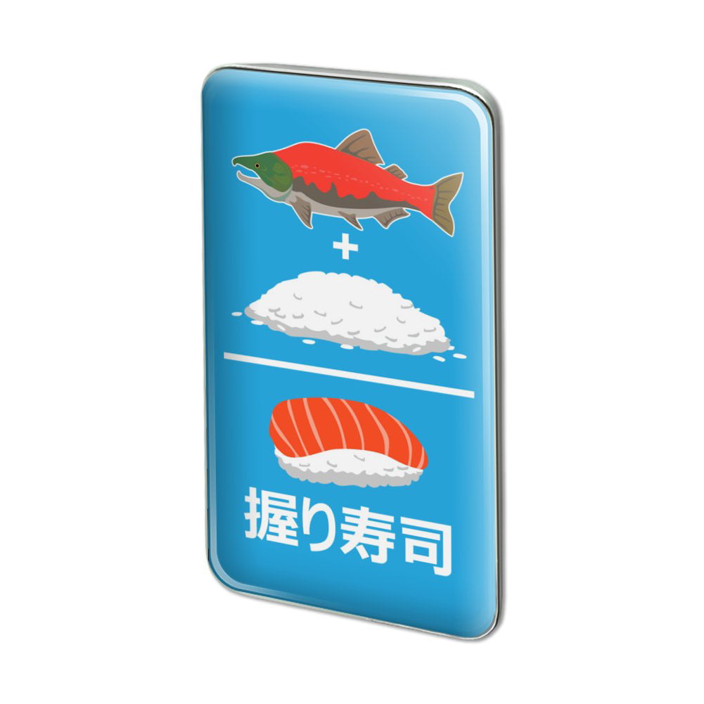 Salmon Plus Rice Equals Sushi Nigiri Pinback Button Pin Badge 