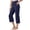 Navy, variant on Capri Pants for Women Summer Casual Elastic High Waist Slightly Flared Cropped Yoga Pants with Pockets