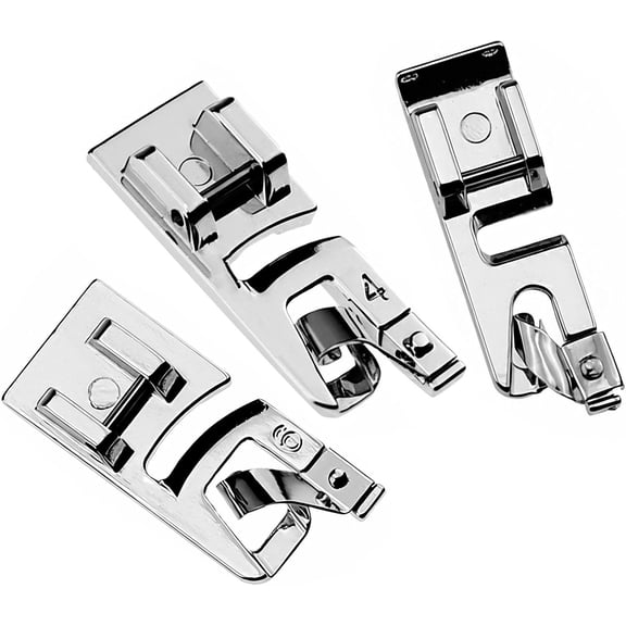 3-Pack Narrow Rolled Hem Presser Foot Set (3mm, 4mm, 6mm) for Singer, Brother, Babylock, Janome & More Low Shank Sewing Machines