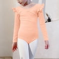 thumbnail image 5 of SERTG Girls Long Sleeve V-Neck Skirt Solid Color Practice Wear Dress Kids Dance Gymnastics Outfit Skirts(Orange#1,5 Years), 5 of 7