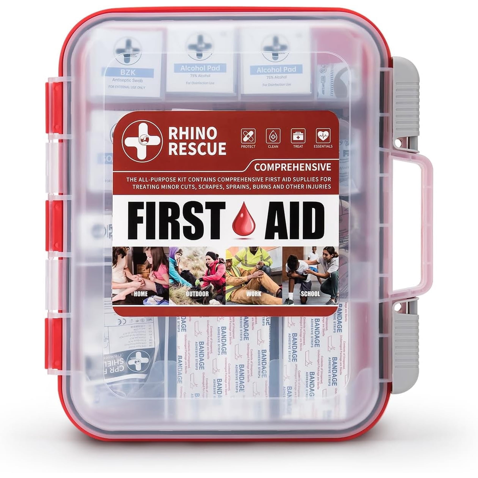 RHINO RESCUE 350 Pieces All-Purpose First Aid Kit, Home & Office Professional Medical Supplies, Ideal for Emergency, School, Business