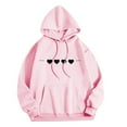 thumbnail image 2 of Hoodies for Women Printed Round Neck Long Sleeved Loose 2025 Winter Clothes Pink XL, 2 of 4