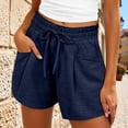 thumbnail image 2 of Beach Shorts for Women Summer Casual Lightweight Elastic High Waist Wide Leg Loose Fit Athletic Shorts with Pockets, 2 of 5