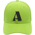 thumbnail image 2 of Daxton Structured Curve Visor Bill Baseball Hat 3D Capital Alphabet Letters, Lime Hat Black Letter A, 2 of 3