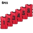 thumbnail image 2 of Lot de 12 Chasubles de Football pour Adultes : 6 Rouges + 6 Bleu Ciel, Gilets d'Entraînement d'Équipe en Polyester Respirant avec Chiffres Avant/arrière Transparents, Ventilation Latérale Ouverte, Absorbants et Lavables pour la Pratique Sportive (Taille M), 2 of 7