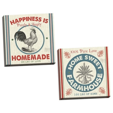 Gango Home Decor Contemporary Sweet Farmhouse I & II by Pela Studio (Ready to Hang); Two 16x16in Hand-Stretched Canvases