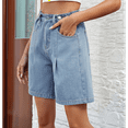 thumbnail image 6 of Womens Jean Shorts High Waisted Stretchy Bermuda Shorts Trendy Casual Denim Shorts Loose Fit Light Blue M, 6 of 9