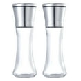 thumbnail image 2 of Linnome Refillable Stainless Steel Pepper Salt Grinder Set Adjustable Coarseness Glass Body Spice Mill Needs, 2 of 9